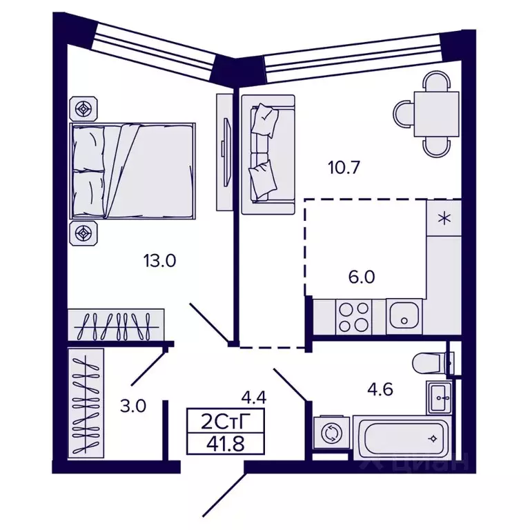 2-к кв. Хабаровский край, Хабаровск ул. Карла Маркса (41.76 м) - Фото 1