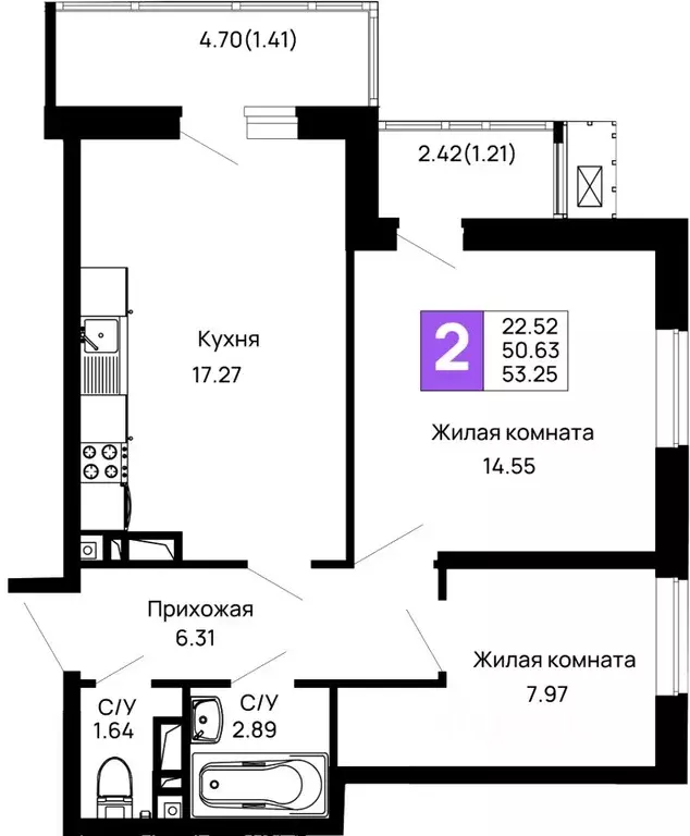 2-к кв. Адыгея, Майкоп 9 Мая ул., 14А (53.25 м) - Фото 0