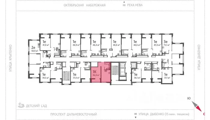 1-к кв. Санкт-Петербург ул. Дыбенко, 3 (35.7 м) - Фото 1