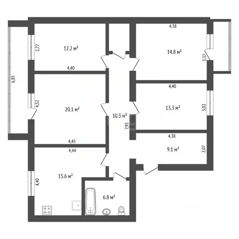 4-к кв. Амурская область, Благовещенск Амурская ул., 208 (103.9 м) - Фото 1