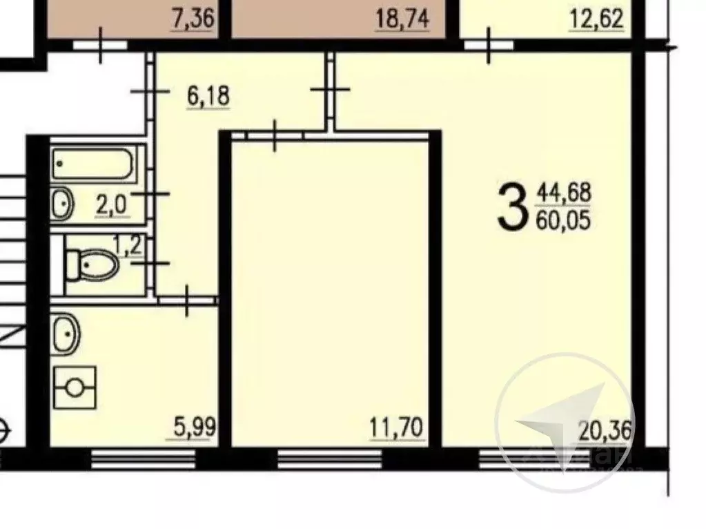 3-к кв. Москва Чертановская ул., 66К2 (60.1 м) - Фото 0