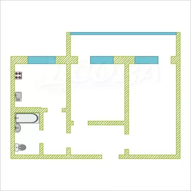 2-комнатная квартира: Тюмень, улица Газовиков, 24 (44.9 м) - Фото 1