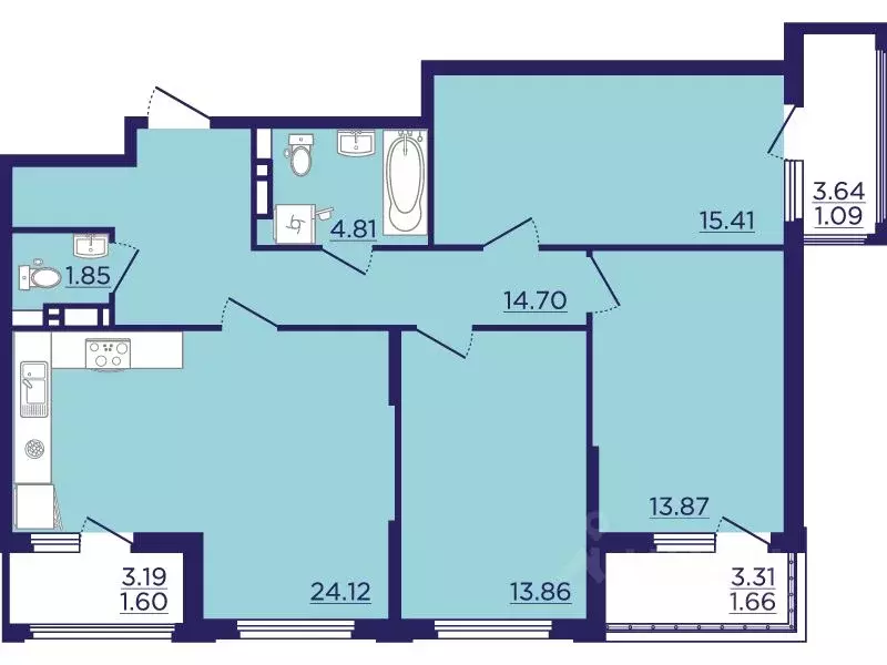 3-к кв. Воронежская область, Воронеж Учхоз кв-л, Городские сады жилой ... - Фото 1