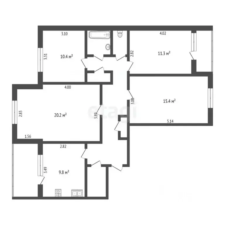 4-к кв. Ханты-Мансийский АО, Сургут ул. Профсоюзов, 22 (89.0 м) - Фото 1