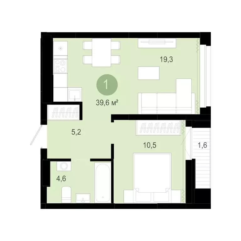 1-комнатная квартира: Тюмень, улица Газовиков, 38 (39.6 м) - Фото 2