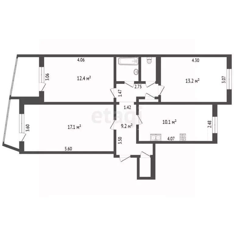 3-к кв. Орловская область, Орел ул. Кузнецова, 2 (67.4 м) - Фото 2