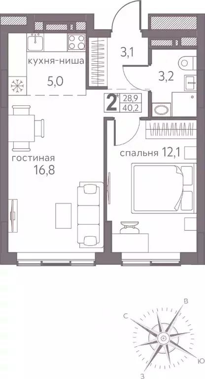 2-к кв. Пермский край, Пермь ул. Серебристая, 3А (40.2 м) - Фото 0