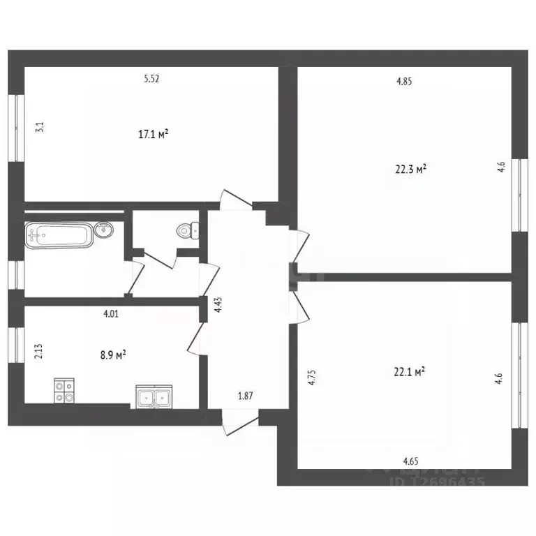 Комната Москва ул. Коккинаки, 8 (22.3 м) - Фото 2