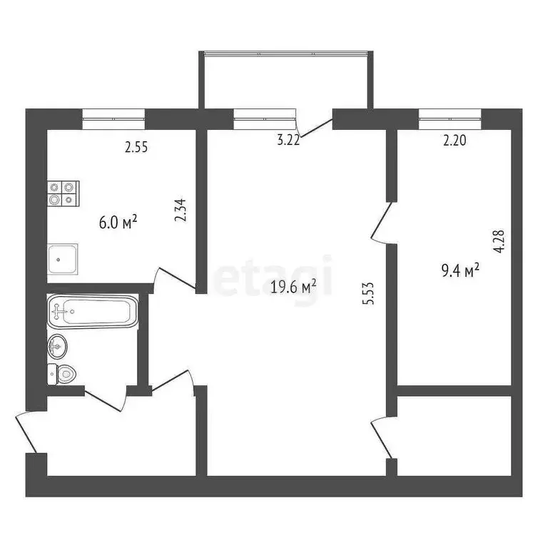 2-комнатная квартира: Омск, 5-я Северная улица, 197к1 (52.4 м) - Фото 1
