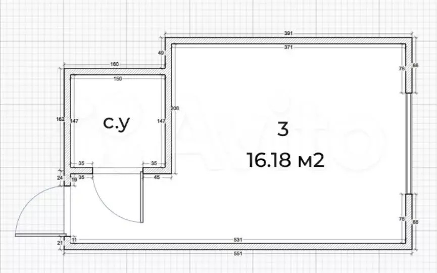 Квартира-студия, 16,2 м, 1/12 эт. - Фото 0