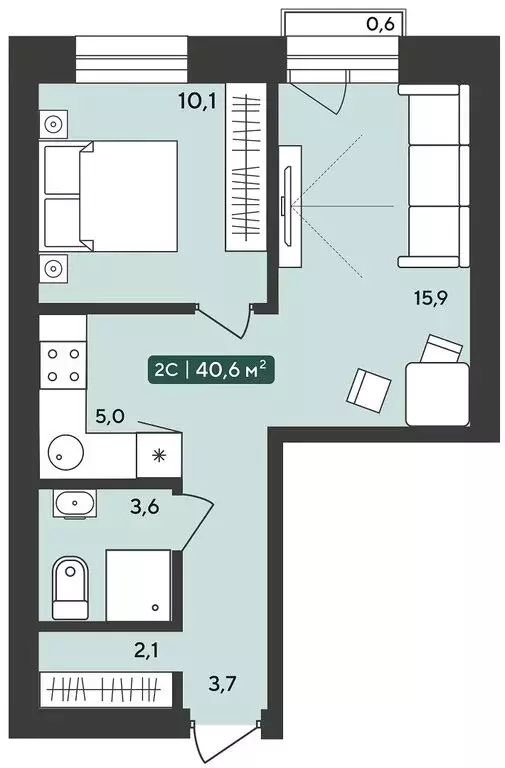2-комнатная квартира: Октябрьский, жилой комплекс Альпийский квартал ... - Фото 1