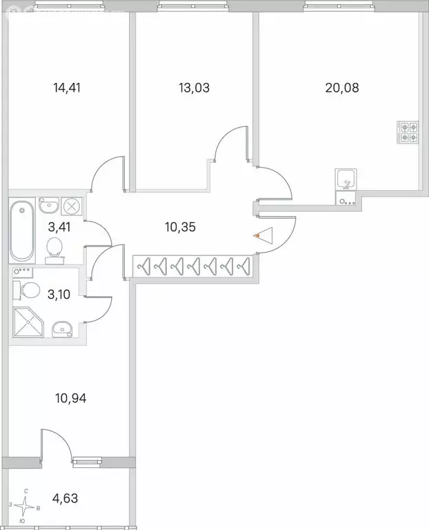 3-комнатная квартира: посёлок Стрельна, проспект Будённого, 26к5 ... - Фото 1