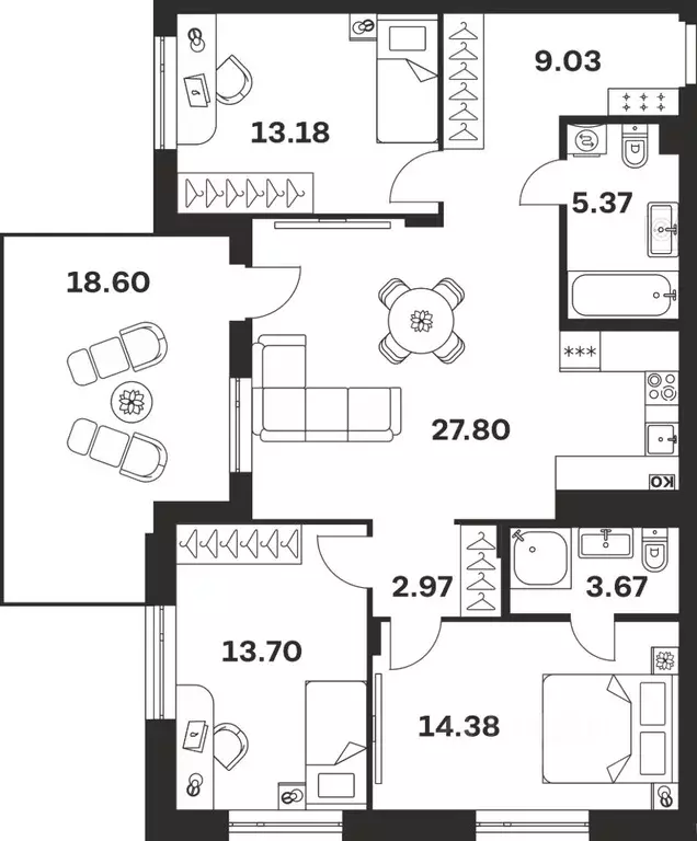 3-к кв. Тульская область, Тула ул. Богородицкая, 8В (96.35 м) - Фото 1