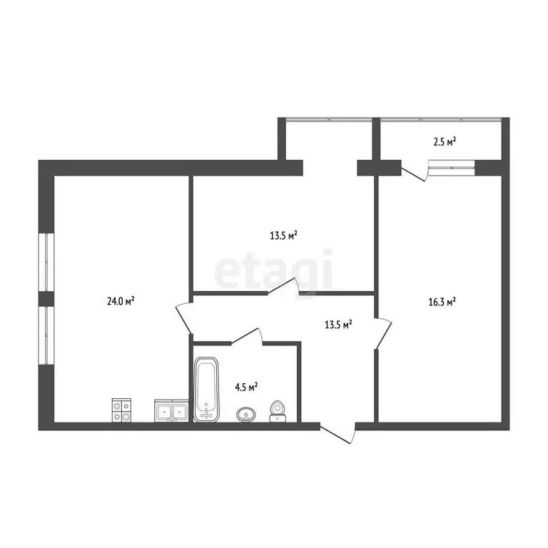 2-комнатная квартира: Нальчик, улица Мовсисяна, 18А (69.4 м) - Фото 1