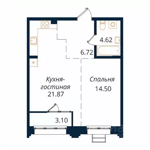 1-к кв. Иркутская область, Иркутск Байкальская ул., 246Б (50.5 м) - Фото 1