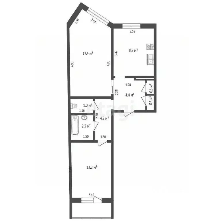 2-к кв. Архангельская область, Котлас просп. Мира, 49 (51.7 м) - Фото 2