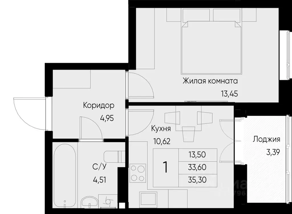 1-к кв. Татарстан, Зеленодольский район, Васильево муниципальное ... - Фото 0