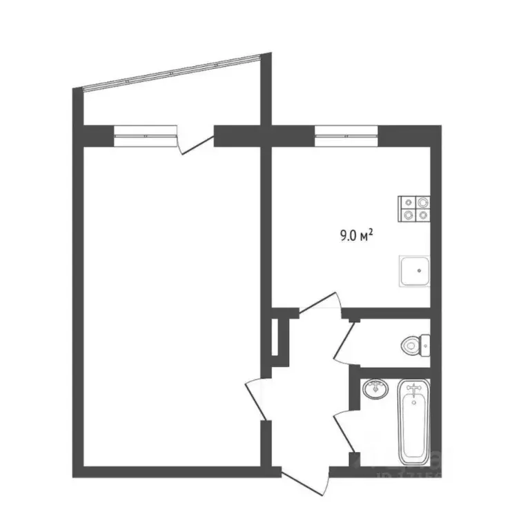 1-к кв. Тюменская область, Тюмень ул. Немцова, 50 (33.3 м) - Фото 2