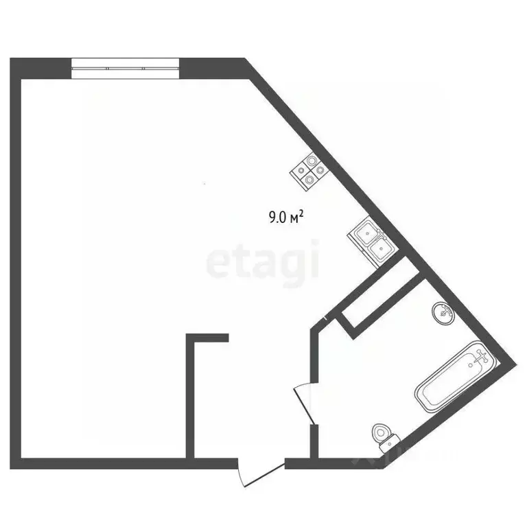 Студия Тюменская область, Тюмень ул. Первооткрывателей, 10 (38.6 м) - Фото 1