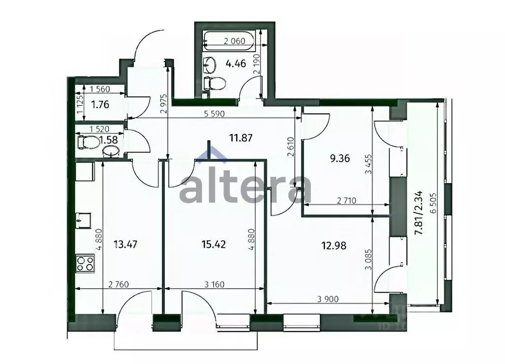 3-к кв. Татарстан, Казань Бухарская ул., 32к1 (73.24 м) - Фото 1