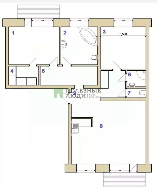 3-к кв. Томская область, Томск пос. Степановка, ул. Калужская, 17/2 ... - Фото 2