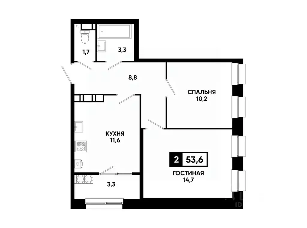 2-к кв. Ставропольский край, Ставрополь ул. Андрея Голуба, 12к5 (53.6 ... - Фото 0