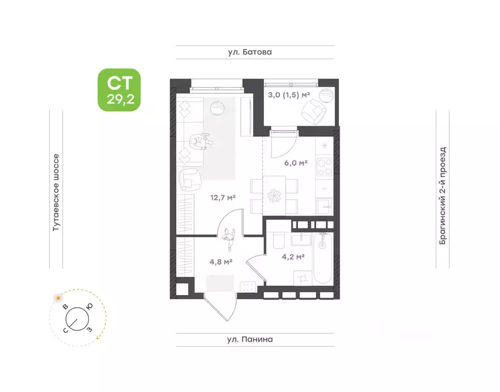 1-к кв. Ярославская область, Ярославль Тутаевское ш., 93Б (29.2 м) - Фото 0