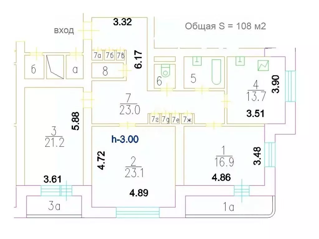 3-к кв. Москва ул. Удальцова, 32 (108.1 м) - Фото 1