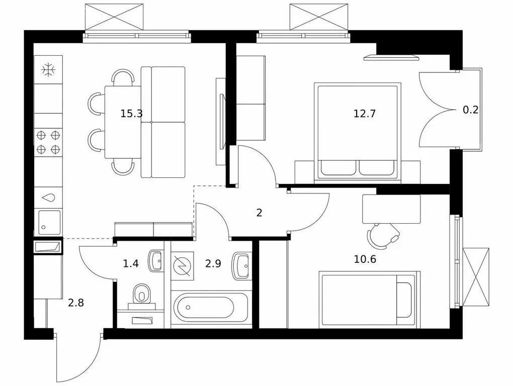 2-комнатная квартира: Мытищи, жилой комплекс Яуза Парк, к6 (47.9 м) - Фото 1