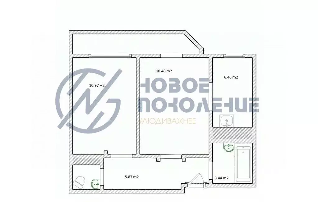 2-к кв. Омская область, Омск Весна жилой комплекс (40.43 м) - Фото 1