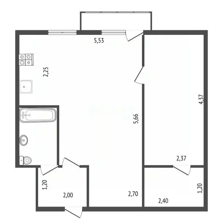 2-к кв. Белгородская область, Белгород ул. Попова, 54 (41.6 м) - Фото 2