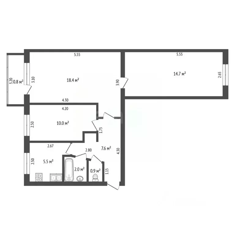 3-к кв. Башкортостан, Стерлитамак Коммунистическая ул., 15 (60.0 м) - Фото 2