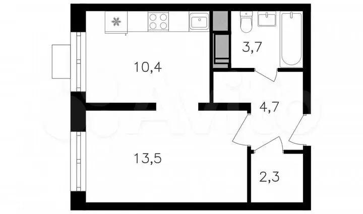 Квартира-студия, 34,9м, 23/25эт. - Фото 0