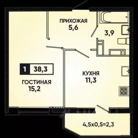 1-к кв. Краснодарский край, Краснодар ул. Григория Булгакова, 6 (36.0 ... - Фото 0