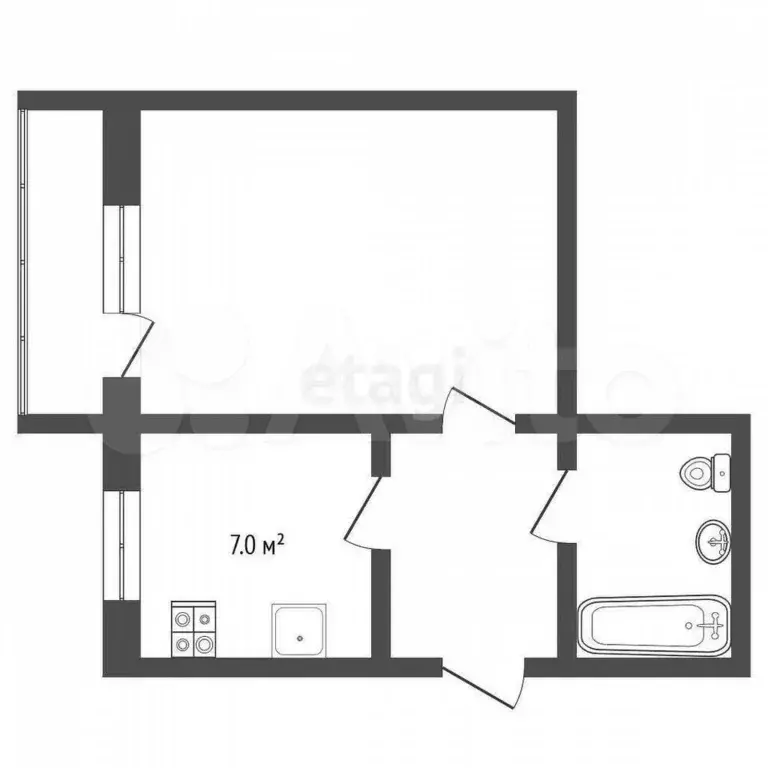 1-к. квартира, 30,5 м, 1/9 эт. - Фото 0