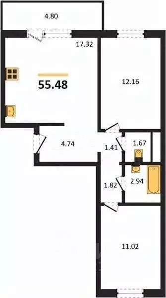 2-к кв. Челябинская область, Челябинский городской округ, пос. ... - Фото 1