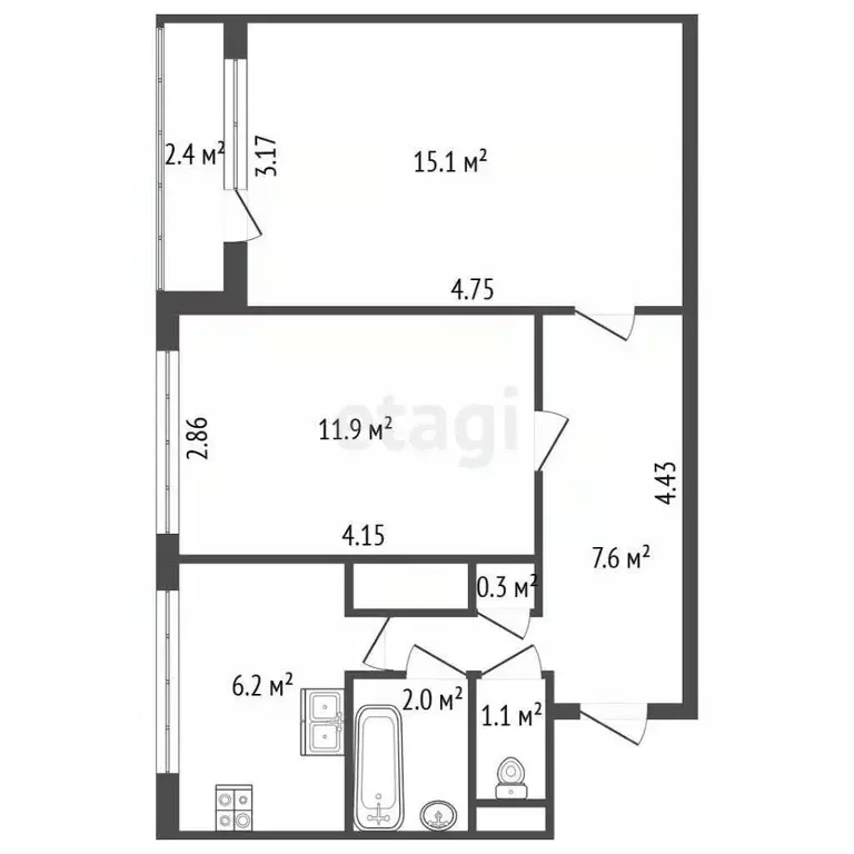2-к кв. Санкт-Петербург, Санкт-Петербург, Красное Село Стрельнинское ... - Фото 2