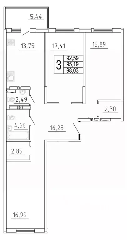 3-к кв. Самарская область, Самара ул. Дыбенко, 5 (98.03 м) - Фото 1