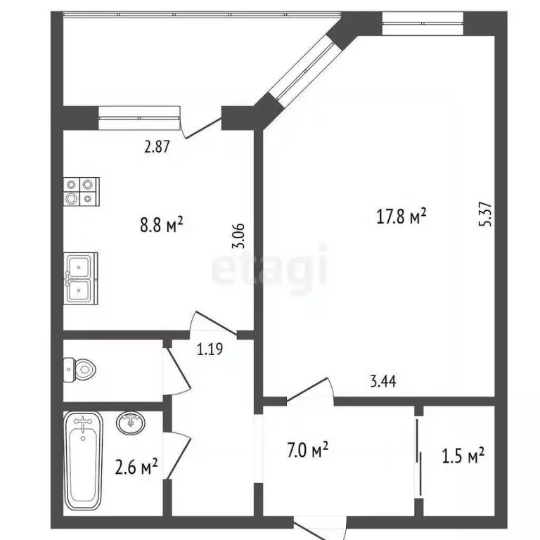 1-к кв. Ямало-Ненецкий АО, Новый Уренгой Лимбяяха мкр, Приозерный мкр, ... - Фото 2