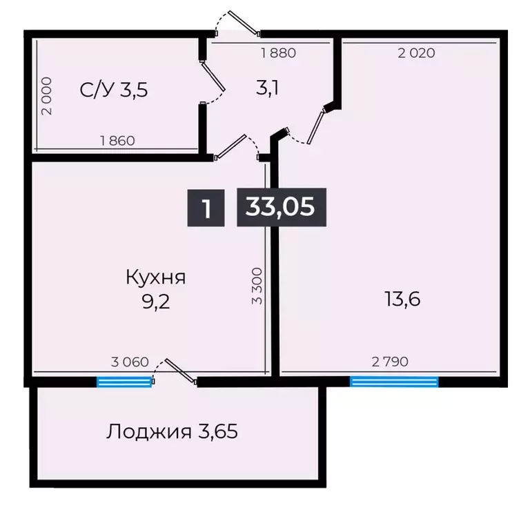 1-к кв. Ставропольский край, Ставрополь ул. Южный обход, 53Б (33.05 м) - Фото 1