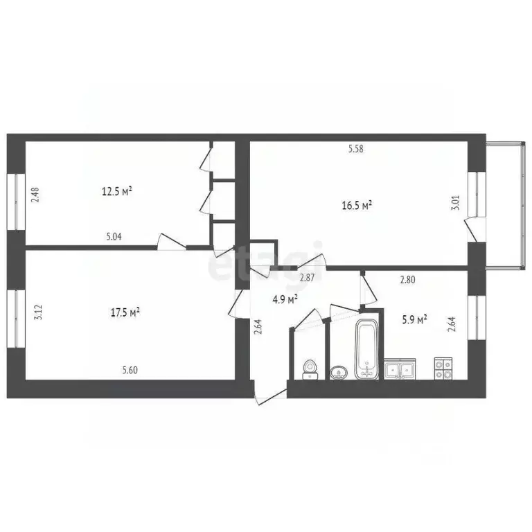 3-к кв. Вологодская область, Вологда Благовещенская ул., 102 (63.0 м) - Фото 0