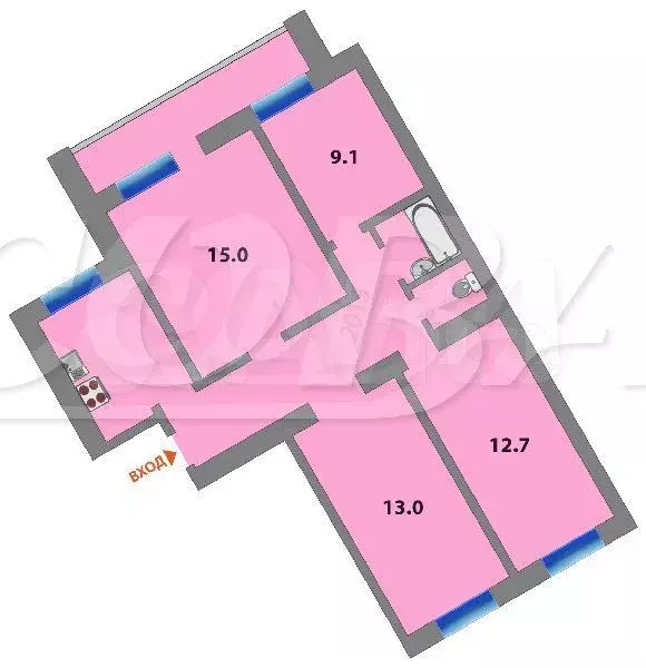 4-к. квартира, 75,7 м, 8/9 эт. - Фото 0