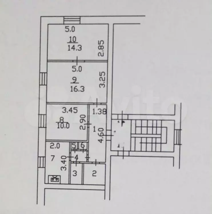 3-к. квартира, 59,3 м, 2/2 эт. - Фото 0