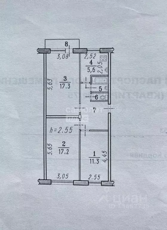 3-к кв. Омская область, Омск ул. 5-я Кордная, 53 (62.0 м) - Фото 2