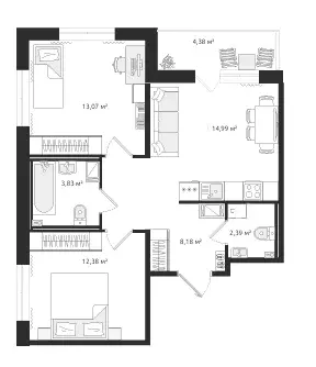 Продаётся 2-к квартира, 54 м - Фото 0