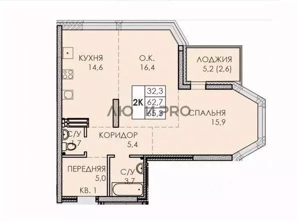 2-к кв. Алтайский край, Барнаул Партизанская ул., 175 (65.3 м) - Фото 2