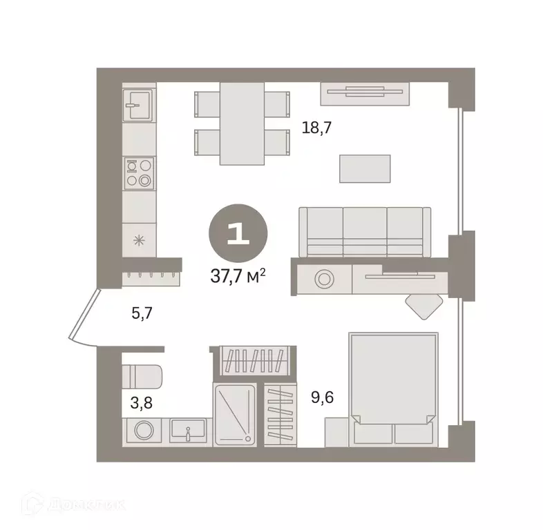 Продаётся 1-к квартира, 37.7 м - Фото 0