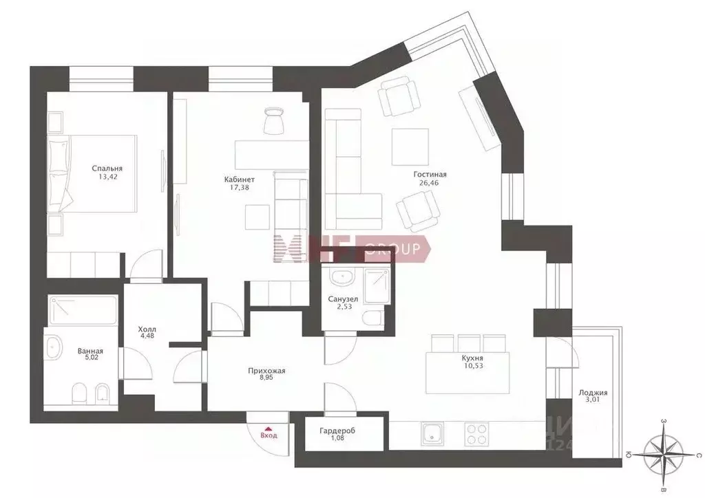 3-к кв. Санкт-Петербург Петровский просп., 2с2 (97.0 м) - Фото 1