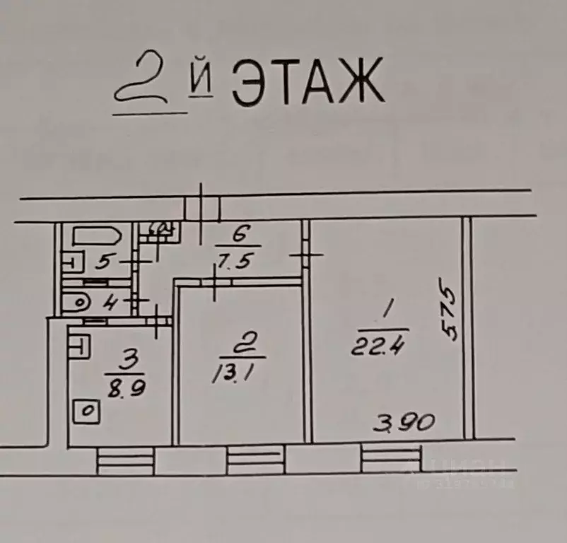 Квартира, 2 комнаты, 56 м - Фото 1