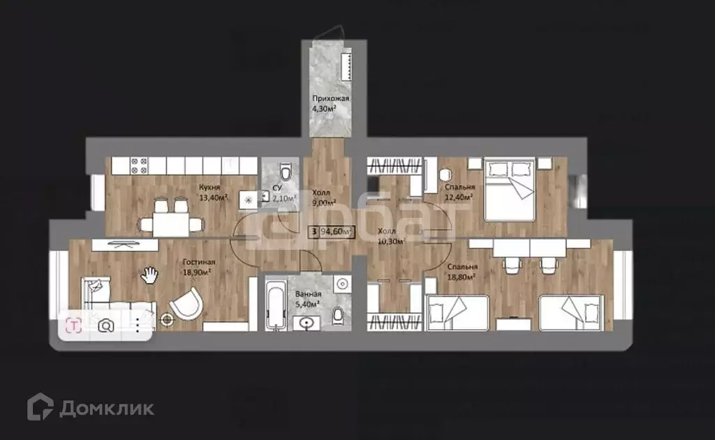 Продаётся 3-к квартира, 95.2 м - Фото 1